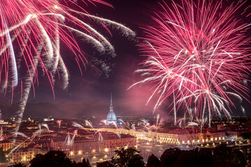 Turin (Torino) fireworks for San Giovanni - 515242835