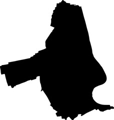 Black flat blank vector map of the German regional capital city of LUDWIGSHAFEN AM RHEIN, GERMANY