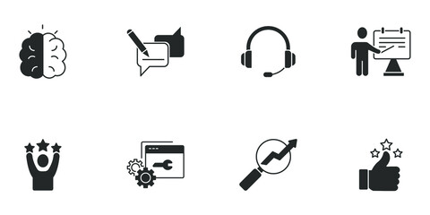 coaching icons set . coaching pack symbol vector elements for infographic web - obrazy, fototapety, plakaty