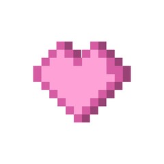 Old pc style Pixel art heart icon Isolated vector illustration on white background