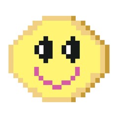 Obraz premium Old pc style Pixel art smile icon Isolated vector illustration on white background