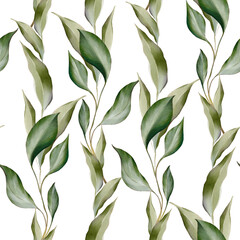 foliage greenery leaves watercolor Seamless Pattern watercolor branch abstract floral green blue eucalyptus	