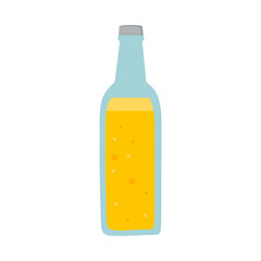 One bottle of beer on white background for use in web design