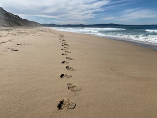 footprints on the beach