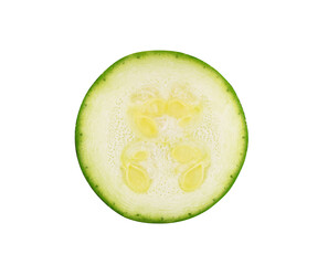 Slice of zucchini isolated on white background