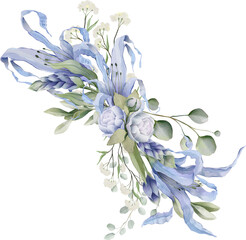 lose floral blue lily eucalyptus foliage lavender flower blossom greenery bouquet