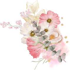 pink floral blossom blush flower daisy greenery romantic foliage eucalyptus wedding bouquet