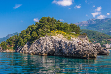 Rocks of Zavala Peninsula in Budva town, Montenegro