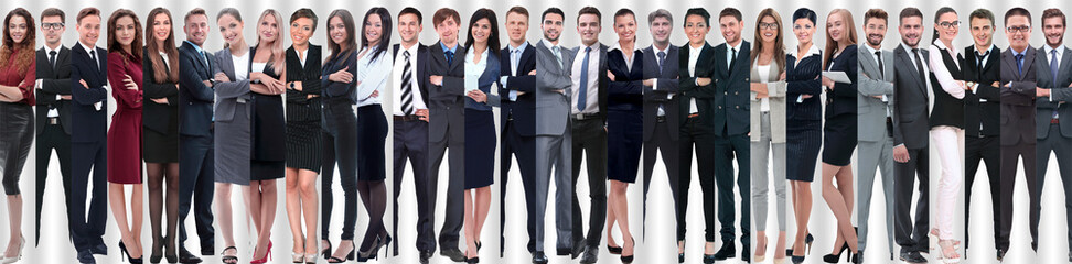 Obraz premium panoramic collage of groups of successful employees.
