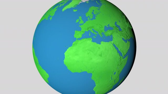 Seamless looping animation of the earth zooming in to the 3d map of Romania with the capital and the biggest cites in 4K resolution
