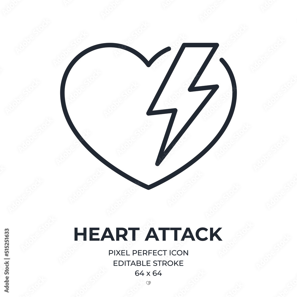 Canvas Prints heart attack editable stroke outline icon isolated on white background flat vector illustration. pix