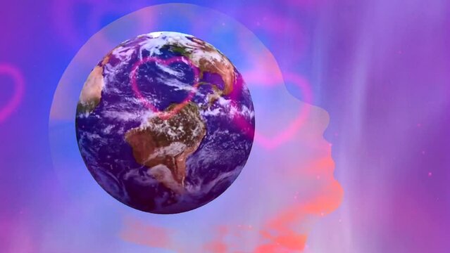 Planet earth in human head silhouette