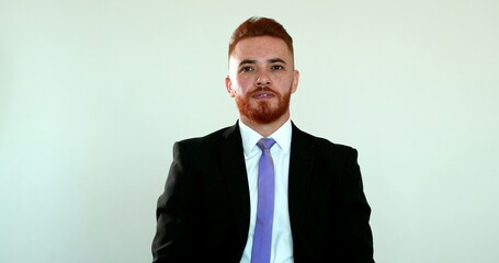 Handsome executive business man casual smile reaction