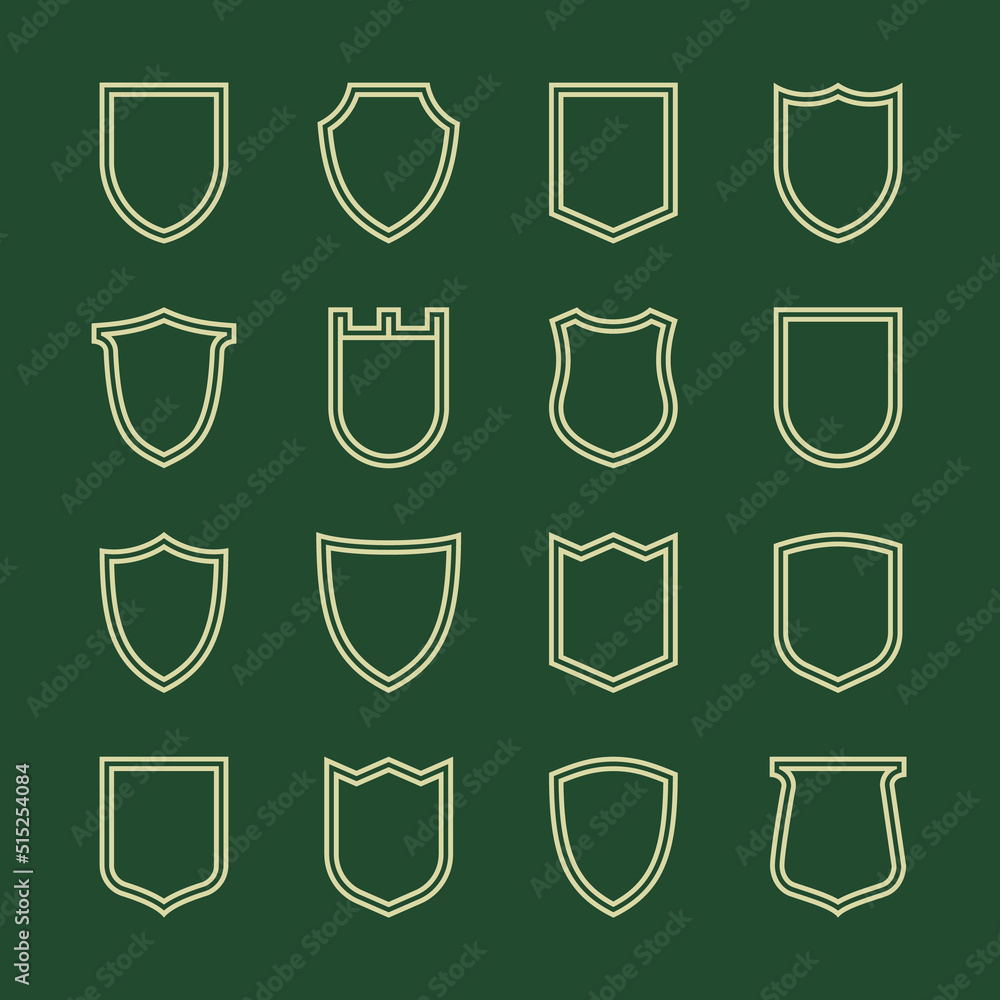Wall mural Collection of shield icon vector template double outline - Wall murals