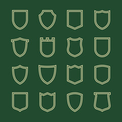 Collection of shield icon vector template double outline