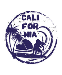 California Summer Surfing Tshirt Design