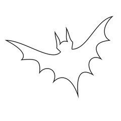 silhouette of flying bat, outline vampire bat shadow, vector graphic, 