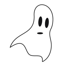 groovy halloween ghost sticker, ghost black outline character