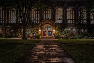 Doors and stained glass - law school quadrangle - Ann Arbor - Michigan - USA