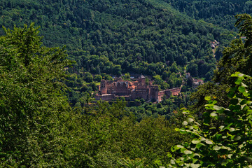 Heidelberg, Germany Panorama of Heidelberg Palace, unknown view Heidelberger Schloss.