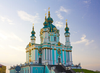 Fototapeta na wymiar Saint Andrew orthodox church in Kyiv, Ukraine 