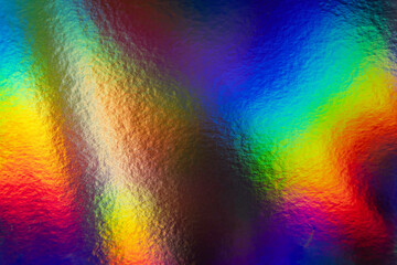 Colorful rainbow holographic iridescent holo bg texture, blue, red and green abstract background