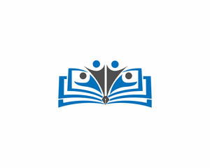 Group Book Education Success Logo. School and Course Logo Design Template.