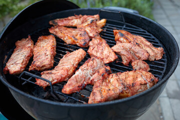 grilled pork on the grill