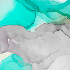 Naklejka premium Alcohol Ink Painting. Oil Liquid Abstract Wall.