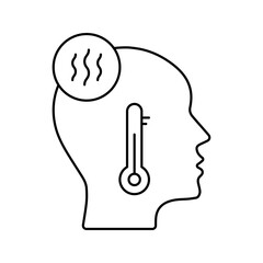 cold illness fever and headache icon