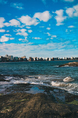 View of the Blue Sea and the City in the State of Espirito Santo, Brazil
