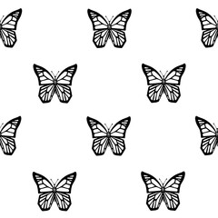 Butterflies seamless pattern. Hand drawn butterfly. Vector design for print, fabric, wrapping paper, clothing.