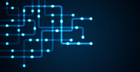 Circuit connect lines and dots. Network technology and Connection concept. Decentralized network nodes connections