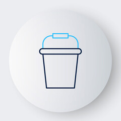 Line Fishing bucket icon isolated on white background. Fish in a bucket. Colorful outline concept. Vector