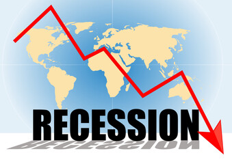 Diagram showing the recession all over the countries - 515265279