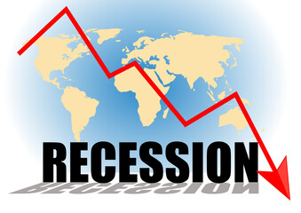Diagram showing the recession all over the countries - 515265280
