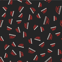 Line Electric iron icon isolated seamless pattern on black background. Steam iron. Vector