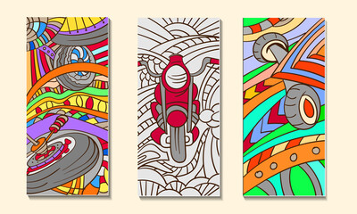 set abstract colorful art vector, drawing card wallpaper