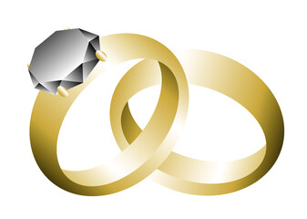 Vector art of wedding and engagement rings