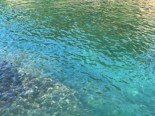 Sea water turquoise  blue watercolor surface background.