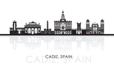 Silhouette Skyline panorama of  Cadiz, Andalusia, Spain - vector illustration