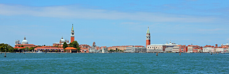 Fototapeta na wymiar Panoramic Horizontal view of VENICE Island called VENEZIA in italian language