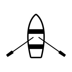 Boat icon. Black contour linear silhouette. Top view. Vector simple flat graphic illustration. Isolated object on a white background. Isolate.