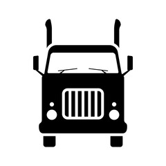 Truck icon. Black silhouette. Front view. Vector simple flat graphic illustration. Isolated object on a white background. Isolate.