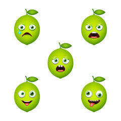 Emoticon of cute Lime. Isolated vector set