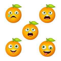 Emoticon of cute Orange. Isolated vector set