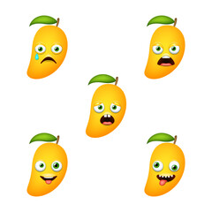 Emoticon of cute Mango. Isolated vector set