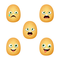 Emoticon of cute Potato. Isolated vector set