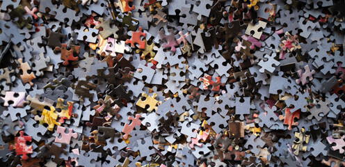 Photo of the background for the text from the details of the cardboard puzzle. Paper puzzle of rectangular shape. Board game.Puzzle.