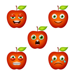 Emoticon of cute Apple. Isolated vector set